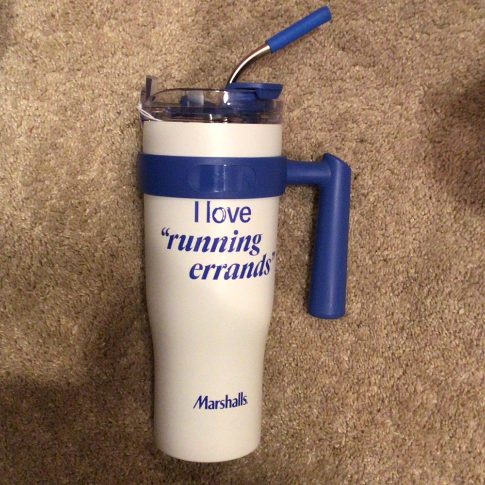 Marshalls Blue and White Tumbler with Handle